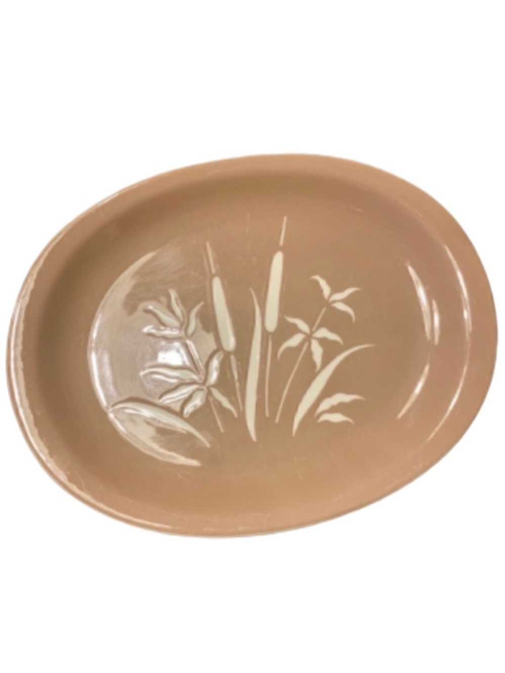 Vintage Harmony House Marshland Oval Serving Platter 1950s Parchment Beige Rare